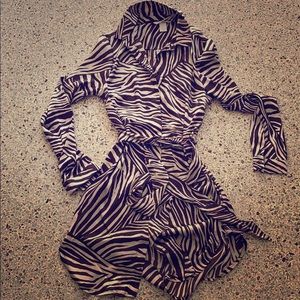Sexy Zebra print button down dress size 4